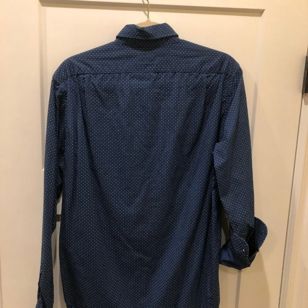 J. Crew Navy w/White Dot Button Down